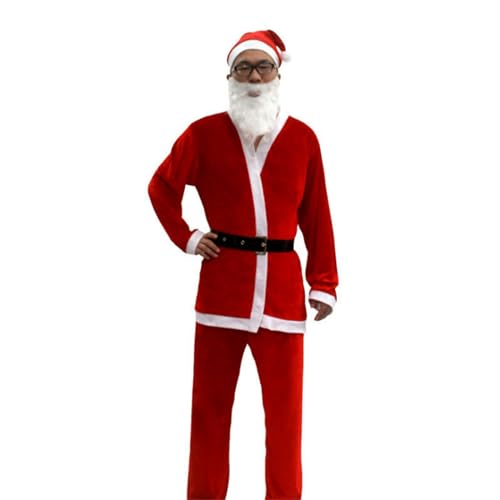 Fhsqwernm 3/4/5/6/7 Weihnachtsmann-Kostüm für Erwachsene, Weihnachtsmann-Anzug, Weihnachtsmann-Kostüm, Zubehör, Party, Cosplay von Fhsqwernm