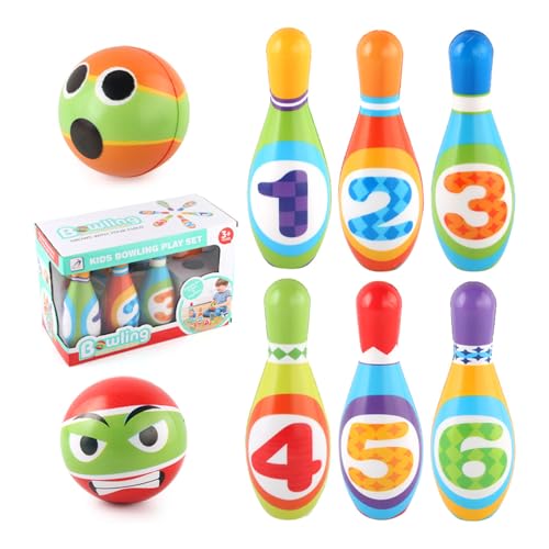 Fhsqwernm Buntes Bowling Spielzeugset Entwickelt Lernspiele Die Hand Auge Koordination Kindern von Fhsqwernm