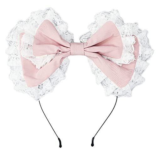 Fhsqwernm Haarreif für Damen, Cosplay, große Schleife, niedlicher Haarreif, Spitzenfransen, große Schleife, Lolitas, Haarschmuck für Party von Fhsqwernm