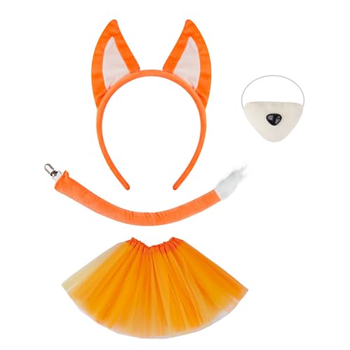 Fhsqwernm Katzen Ohm Stirnband Set Plüsch Schwanz FALSCH NASE ROCK TIERE COSPLY SET FOXES KOSTÜMZBEHör Für Halloween Set Für Halloween von Fhsqwernm