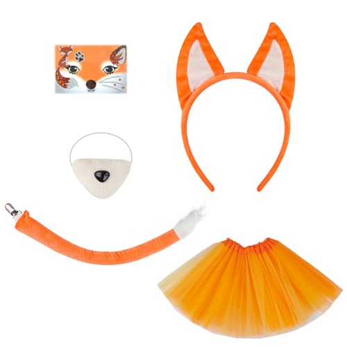 Fhsqwernm Katzen Ohm Stirnband Set Plüsch Schwanz FALSCH NASE ROCK TIERE COSPLY SET FOXES KOSTÜMZBEHör Für Halloween Set Für Halloween von Fhsqwernm