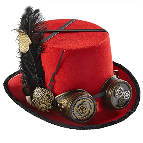 Fhsqwernm Steampunk-Hut, Steampunk-Hut, Halloween-Party, Steampunk-Hut, für Herren, mit Brille, Steampunk-Zubehör von Fhsqwernm