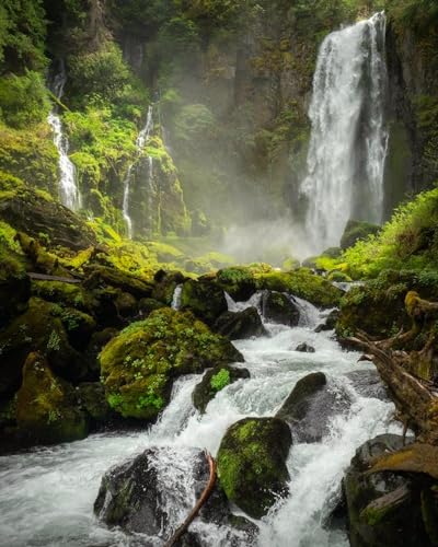 Wasserfall in den Bergen – 500-teiliges Holzpuzzle – Puzzles für die ganze Familie von FiXizy