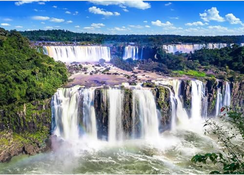 Wasserfall unter blauem Himmel – 10000-teiliges Holzpuzzle – das beste Puzzle für Erwachsene als Geschenk von FiXizy