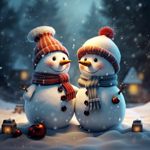 Zwei Schneemänner im Weihnachtsschnee – 1000-teiliges Holzpuzzle – Schwierigkeitsgrad und Herausforderung, großes Puzzle-Spiel, Puzzle-Geschenk von FiXizy