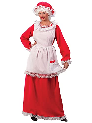 Fiacafyo Mrs. Claus Kostüm für Erwachsene, Damen, Deluxe, Samt, Weihnachtsmannkleid mit Schürze, Motorhauben-Outfit (A-Stil 3, M) von Fiacafyo