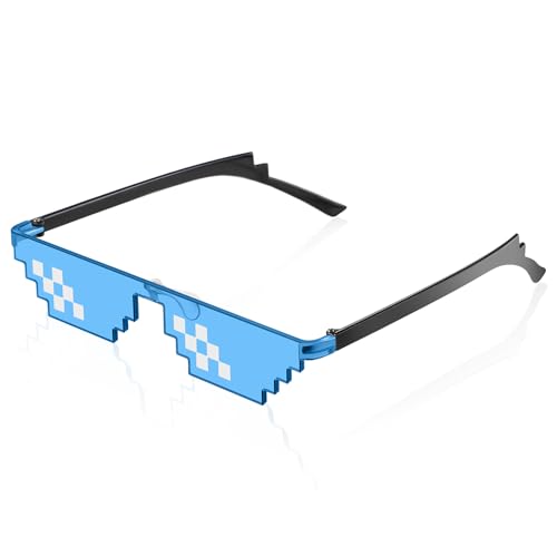 Fiada 8 Bit Pixel Mosaik Brille Unisex Sonnenbrille UV Schutz Spieler Sonnenbrille Coole Brille für Männer Frauen Foto Requisiten von Fiada