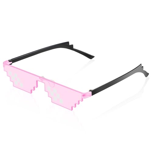 Fiada 8 Bit Pixel Mosaik Brille Unisex Sonnenbrille UV Schutz Spieler Sonnenbrille Coole Brille für Männer Frauen Foto Requisiten von Fiada