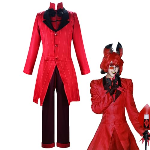 Fiamll Alastor Cosplay Hazbin Hotel Cosplay Kostüm Rot Blazer Anime Verkleidung Alastor Uniform Halloween Karneval Kostüm XXL von Fiamll