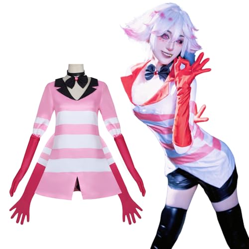 Fiamll Angel Dust Cosplay Hazbin Hotel Cosplay AD Kostüm Anime Verkleidung Angel Dust Uniform Halloween Karneval Kostüm L von Fiamll