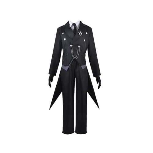 Fiamll Anime Sebastian Michaelis Cosplay Haushälterin Schwarze Uniform Sebastian Michaelis Outfit Schwalbenschwanz Kleid volles Kostüm Schwarz Weihnachten Halloween Karneval Bühnenauftritt Kostüm S von Fiamll