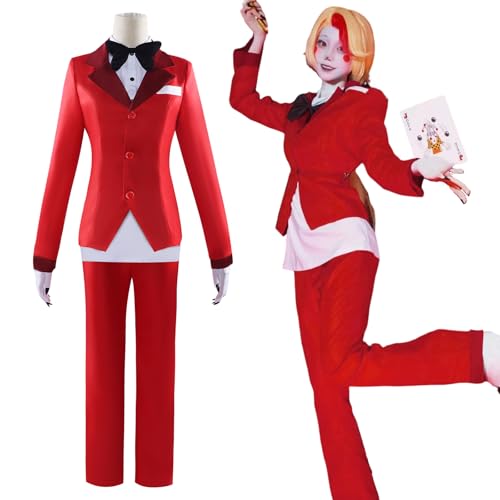 Fiamll Charlie Morningstar Cosplay Hazbin Hotel Cosplay Kostüm Rot Blazer Anime Verkleidung Charlie Morningstar Uniform Halloween Karneval Kostüm 3XL von Fiamll