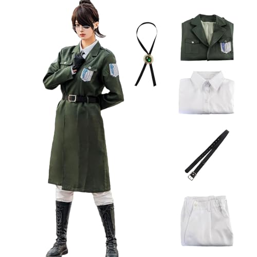 Fiamll Eren Jäger Cosplay Kostüm Jacke Anime AOT Verkleidung Survey Corps Uniform Halloween Karneval Party Kostüm für Erwachsene L von Fiamll