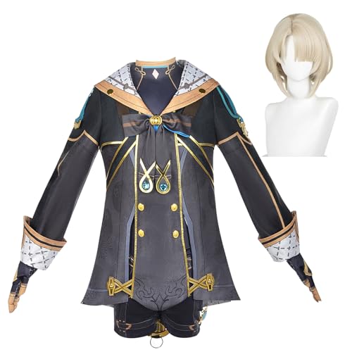 Fiamll Freminet Cosplay Genshin Freminet Kostüm Outfit Charaktere Uniform Kleid Full Set Halloween mit Perücken L von Fiamll