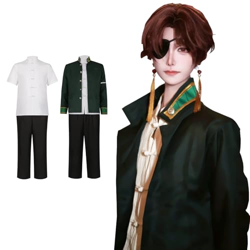 Fiamll Hayato Suo Cosplay Karikatur Hayato Suo Komplettset mit Ohrringe Augenmaske für Männer Jungen Uniform Kostüm Halloween Karneval Dress Up Anz XXL von Fiamll