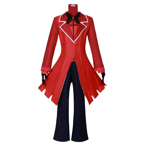 Fiamll Hazbin Hotel Cosplay Alastor Cosplay Alastor Kostüm Rot Blazer Anime Verkleidung Alastor Uniform Halloween Karneval Kostüm XXL von Fiamll