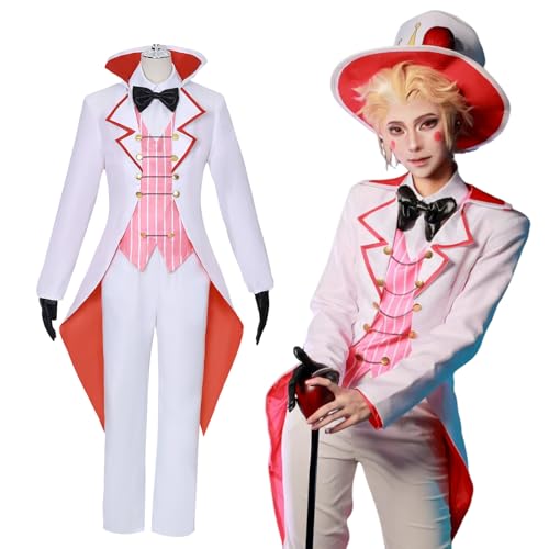 Fiamll Lucifer Morningstar Cosplay Hazbin Hotel Cosplay Kostüm Weiß Blazer Anime Verkleidung Lucifer Morningstar Uniform Halloween Karneval Kostüm 3XL von Fiamll