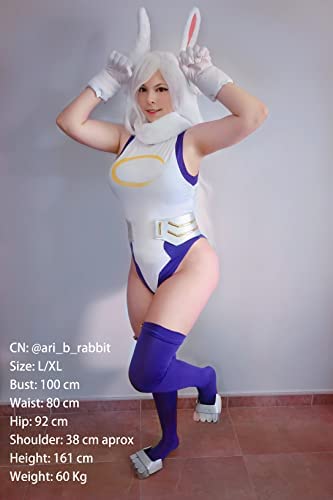 Fiamll Miruko Cosplay Kostüm MHA Rabbit Hero Mirko Bunny Bodysuit Kostüm für My Hero Academia Bunny Cosplay Outfit S/M von Fiamll