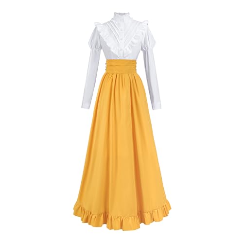 Fiamll Renaissance Kleid Damen Mittelalter Renaissance Kostüm Vintage Viktorianisches Kleid Ballkleid Victorian Bluse mit Renaissance Maxirock Gelb M Fiamll Renaissance Kleid Damen Mittelalter Renaissance Kostüm Vintage Viktorianisches Kleid Ballkleid Victorian Bluse mit Renaissance Maxirock Gelb M von Fiamll