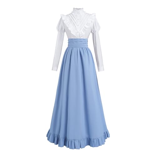 Fiamll Renaissance Kleid Damen Mittelalter Renaissance Kostüm Vintage Viktorianisches Kleid Ballkleid Victorian Bluse mit Renaissance Maxirock Hellblau L Fiamll Renaissance Kleid Damen Mittelalter Renaissance Kostüm Vintage Viktorianisches Kleid Ballkleid Victorian Bluse mit Renaissance Maxirock Hellblau L von Fiamll