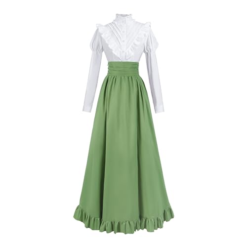 Fiamll Renaissance Kleid Damen Mittelalter Renaissance Kostüm Vintage Viktorianisches Kleid Ballkleid Victorian Bluse mit Renaissance Maxirock Hellgrün XL Fiamll Renaissance Kleid Damen Mittelalter Renaissance Kostüm Vintage Viktorianisches Kleid Ballkleid Victorian Bluse mit Renaissance Maxirock Hellgrün XL von Fiamll