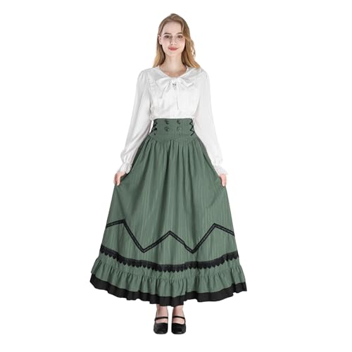 Fiamll mittelalter kostüm damen viktorianisches kleid renaissance kleid damen 1900er Renaissance Kostüm Mittelalter Vintage Rock Viktorianische Bluse Set, Grün, XXL Fiamll mittelalter kostüm damen viktorianisches kleid renaissance kleid damen 1900er Renaissance Kostüm Mittelalter Vintage Rock Viktorianische Bluse Set, Grün, XXL von Fiamll