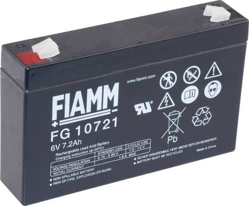 Fiamm PB-6-7,2 FG10721 Bleiakku 6V 7.2Ah Blei-Vlies (AGM) (B x H x T) 150 x 100 x 34mm Flachstecker von Fiamm