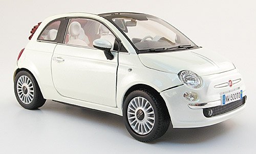 Fiat 500 C Cabriolet, met.-weiss, 2009, Modellauto, Fertigmodell, Mondo Motors 1:18 von Fiat