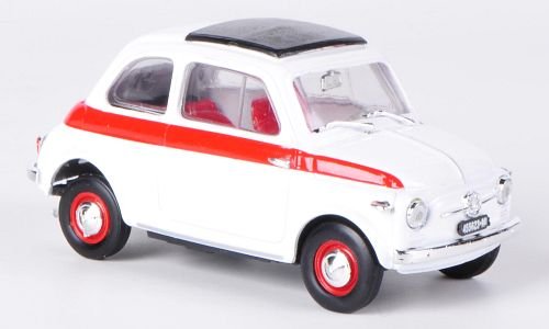 Fiat 500 Sport, weiss/rot, 1959, Modellauto, Fertigmodell, Brumm 1:43 von Fiat