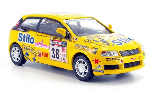 Fiat Stilo, No.38, gelb, Rallye, Modellauto, Fertigmodell, Cararama 1:43 von Fiat