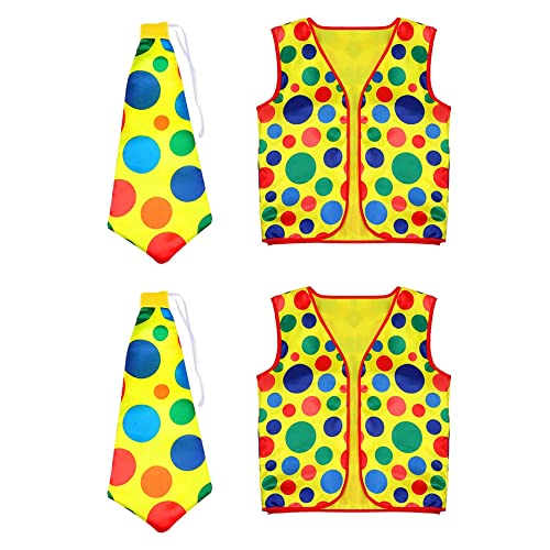 Ficher 4Er-Pack Clown-Kostüm-Set, Clown-Perücke, Nasenweste für Cheer, Halloween, Cosplay, Partys, Karneval, Verkleidung von Ficher