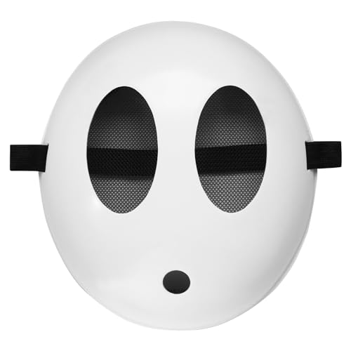 Ficlwigkis Shy Guy Maske Herren Mädchen Karneval Masken Kostüm Weiße Shy Guy Jumpman Maske Weiße Voll Face Maske Kostüm für Unisex Erwachsene (Herren) von Ficlwigkis