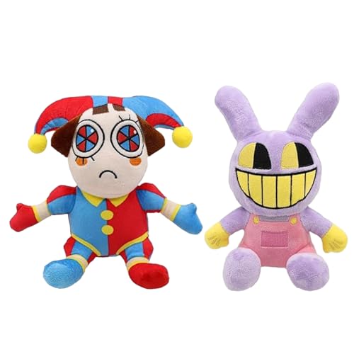 Ficlwigkis The Digital Circus Plush,Pomni Jax Plush,Geschenke für Frauen,Zirkus Puppen,Lustige Geschenke,Plüsch Spielzeug, Pomni Plushies,Der Unglaubliche Digitale Zirkus Plüschtiere (2 Stücke) von Ficlwigkis