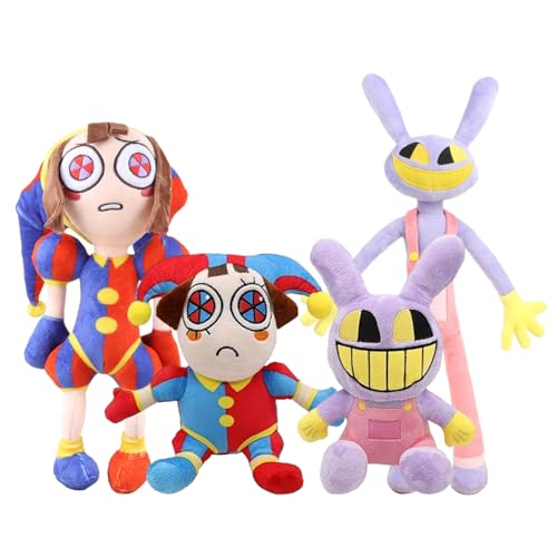 Ficlwigkis The Digital Circus Plush,Pomni Jax Plush,Geschenke für Frauen,Zirkus Puppen,Lustige Geschenke,Plüsch Spielzeug, Pomni Plushies,Der Unglaubliche Digitale Zirkus Plüschtiere (4 Stücke) von Ficlwigkis