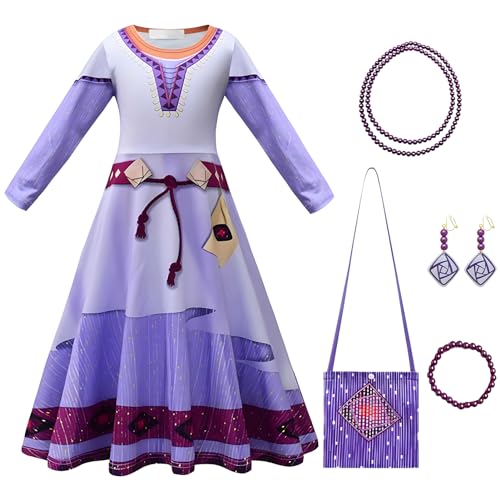 Ficlwigkis Wish Kleid Kostüm für Kinder Mädchen Prinzessin Kleid Outfits für Karneval Halloween Kostüm Prinzessin Kostüm Mädchen (Lila, 110) von Ficlwigkis