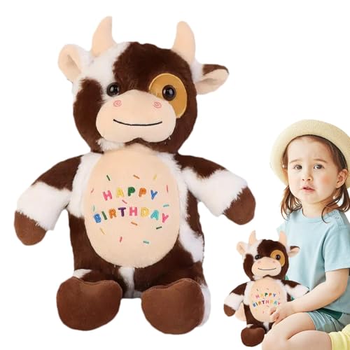 Fierudeng Hochlandkuh-Plüsch,Gefüllter Hochlandkuh-Plüsch - Animal Plushies Toys Happy Birthday Hochlandkuh-Umarmungskissen | Schottische Kuh-Plüsch, realistische Kuh-Kuscheltiere für Erwachsene, von Fierudeng