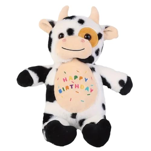 Fierudeng Hochlandkuh Stofftier,Gefüllte Hochlandkuh, Animal Plushies Toys Happy Birthday Hochlandkuh-Umarmungskissen, Schottische Kuh-Plüsch, realistische Kuh-Kuscheltiere für Erwachsene, Kinder, und von Fierudeng