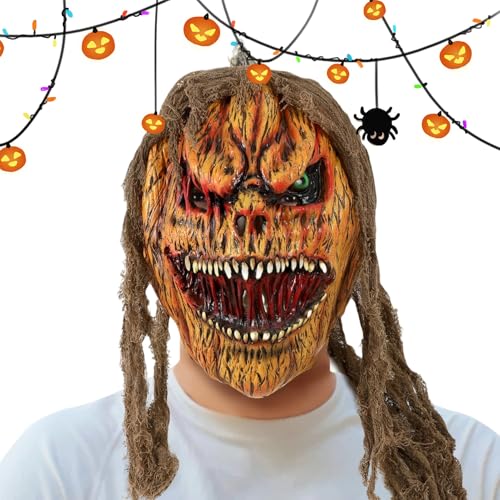 Fierudeng Horror Kürbiskopfmaske - Gruselige Cosplay Verkleidung - Gruseliges Party Verkleidungszubehör für Halloween Karneval Festtage Rollenspiel Fierudeng Horror Kürbiskopfmaske - Gruselige Cosplay Verkleidung - Gruseliges Party Verkleidungszubehör für Halloween Karneval Festtage Rollenspiel von Fierudeng