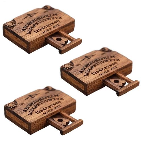 Fierudeng Miniatur Ouija Board, 3 Stück Spirit Brettspiel, Holz Ouija Bretter Miniaturen Mit Planchettes, Spirituosen Brett Mit Planchette, Wahrsagewerkzeuge Fierudeng Miniatur Ouija Board, 3 Stück Spirit Brettspiel, Holz Ouija Bretter Miniaturen Mit Planchettes, Spirituosen Brett Mit Planchette, Wahrsagewerkzeuge von Fierudeng