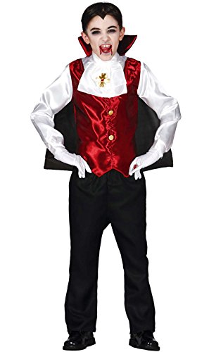 FIESTAS GUIRCA Vampir-Kostüm für Jungen Halloween-Verkleidung schwarz-rot-weiss - 140/146 (10-12 Jahre) von FIESTAS GUIRCA