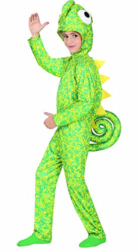 FIESTAS GUIRCA Chamäleon Unisex Jumpsuit für Kinder - Grüner Leguan Kuschelanzug - Alter 5-6 Jahre - Eidechse Pyjama Kinder Onesie Jungen u. Mädchen - Tier Overall Kostüm für Karneval, Fasching von FIESTAS GUIRCA