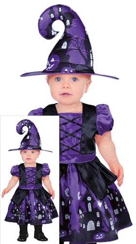 FIESTAS GUIRCA Lila Zauber Hexe Kostüm für Baby Mädchen – Halloween Kostüm Baby Mädchen mit Hexenhut 18-24 Monate von FIESTAS GUIRCA