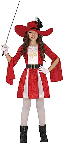 FIESTAS GUIRCA Roter Musketier Karneval Kostüm Mädchen – Fasching Karneval Kostüm Kinder Mädchen inkl. Kleid u. Musketierhut 10-12 Jahre von FIESTAS GUIRCA