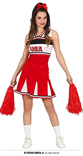 FIESTAS GUIRCA Superstar Cheerleader Kostüm Kinder - Alter 5-6 J. - Cheerleader Outfit Rot Weiß Schwarz - USA Schulmädchen Uniform Karneval, Fasching, Fastnacht Faschingskostüme Teenager Mädchen von FIESTAS GUIRCA