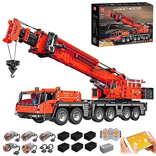 Technic LKW Kran Bausatz, MK17013 4460 Teile Große Ferngesteuert Technik Schwerlastkran mit 5 Motor und Fernbedienung Bauset von FigureArt