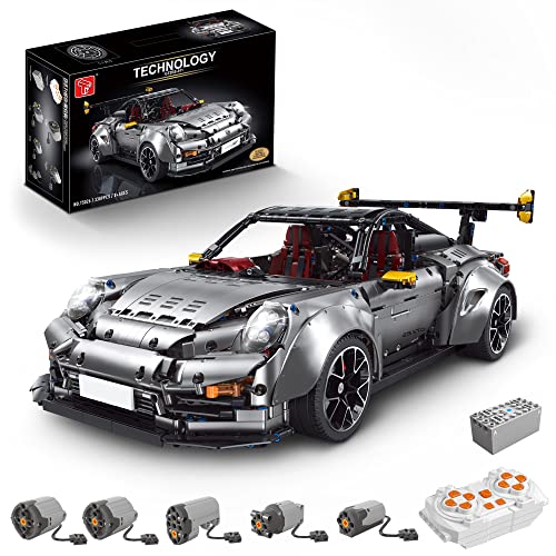 Technik Sportwagen Auto Bausatz, TGL-T5026, 3389 Teile mit 5 Motoren Groß Ferngesteuert Technik Auto Klemmbausteine (Originalverpackung) (Grey) von FigureArt