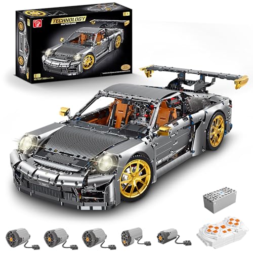 Technik Sportwagen Auto Bausatz, TGL-T5037, 5588 Teile 1:6 mit 5 Motoren Groß Ferngesteuert Technik Auto Klemmbausteine Modell für Erwachsene(Originalverpackung) (T5037B, Dynamic Version) von FigureArt