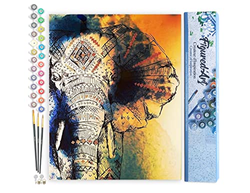 Figured'Art Malen Nach Zahlen Erwachsene Asiatischer Elefant - Paint by Numbers Basteln DIY Bastelset 40x50cm ohne Holzrahmen Figured'Art Malen Nach Zahlen Erwachsene Asiatischer Elefant - Paint by Numbers Basteln DIY Bastelset 40x50cm ohne Holzrahmen von Figured'Art