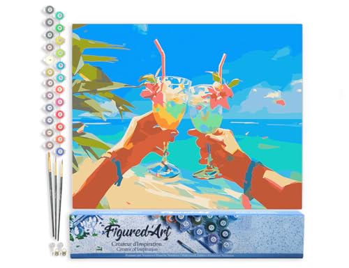 Figured'Art Malen Nach Zahlen Erwachsene Strand-Toast - Paint by Numbers Basteln DIY Bastelset 40x50cm ohne Holzrahmen von Figured'Art