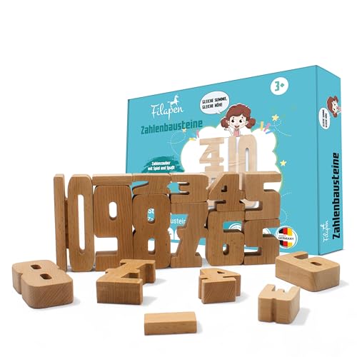 Filapen mathematisches Montessori Spielzeug I 62 Holz Bausteine aus Buche I Pädagogisches Lernspielzeug für die Einschulung I Motorikspielzeug ab 4 Jahren von Filapen